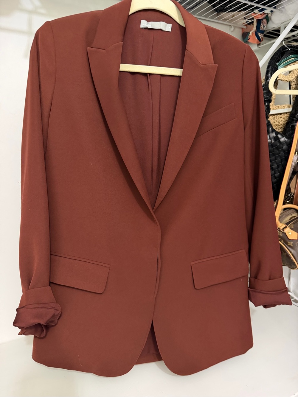 Vince Rust Brown Single-Button Blazer